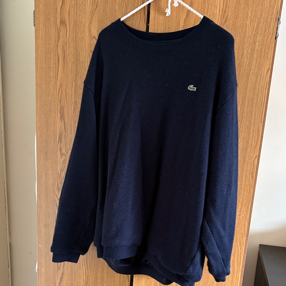 Lacoste Men's Navy Crewneck Sweater Lined Wind stopper